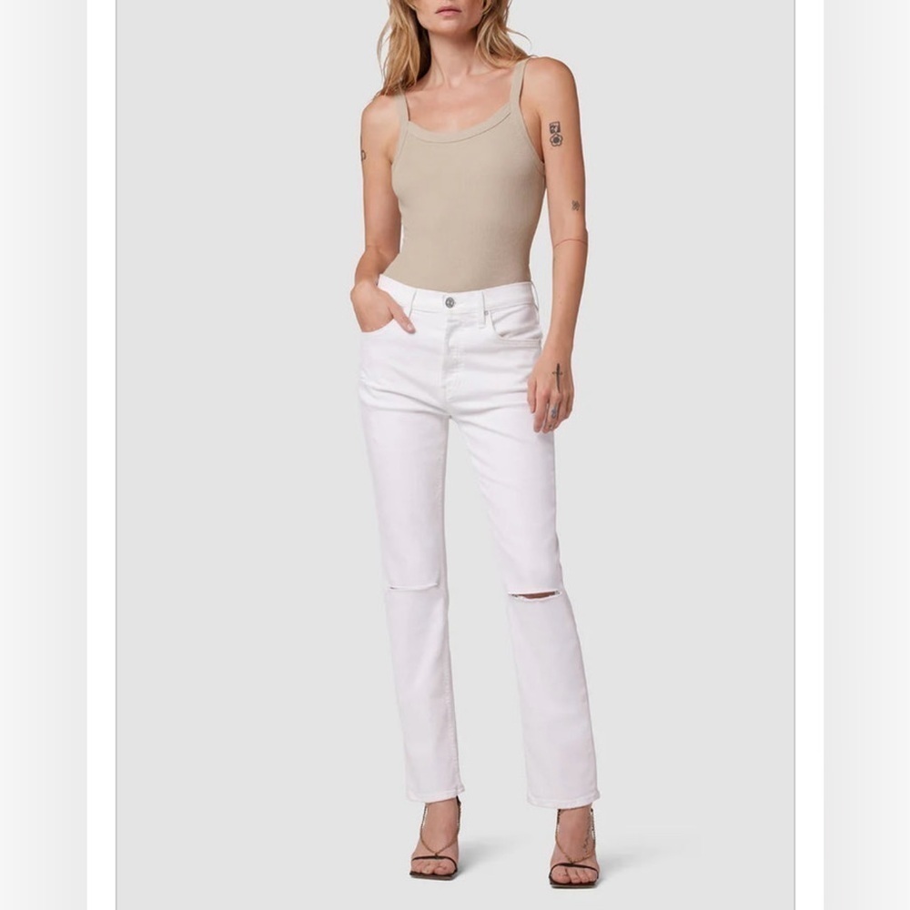 HUDSON JEANS Thalia 90's Loose Fit Ankle with Rolled Hem Jean in White